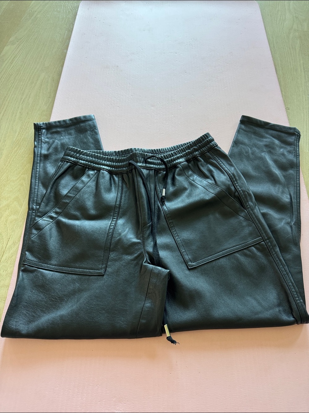 Blank NYC Men's Dark black Faux Leather Joggers